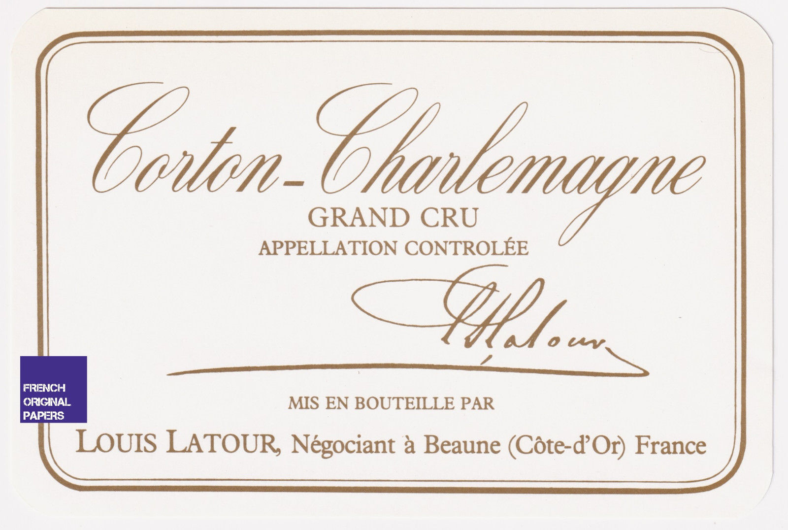 ETIQUETTE VIN Corton Charlemagne 1980 Grand Cru Louis Latour Bourgogne label