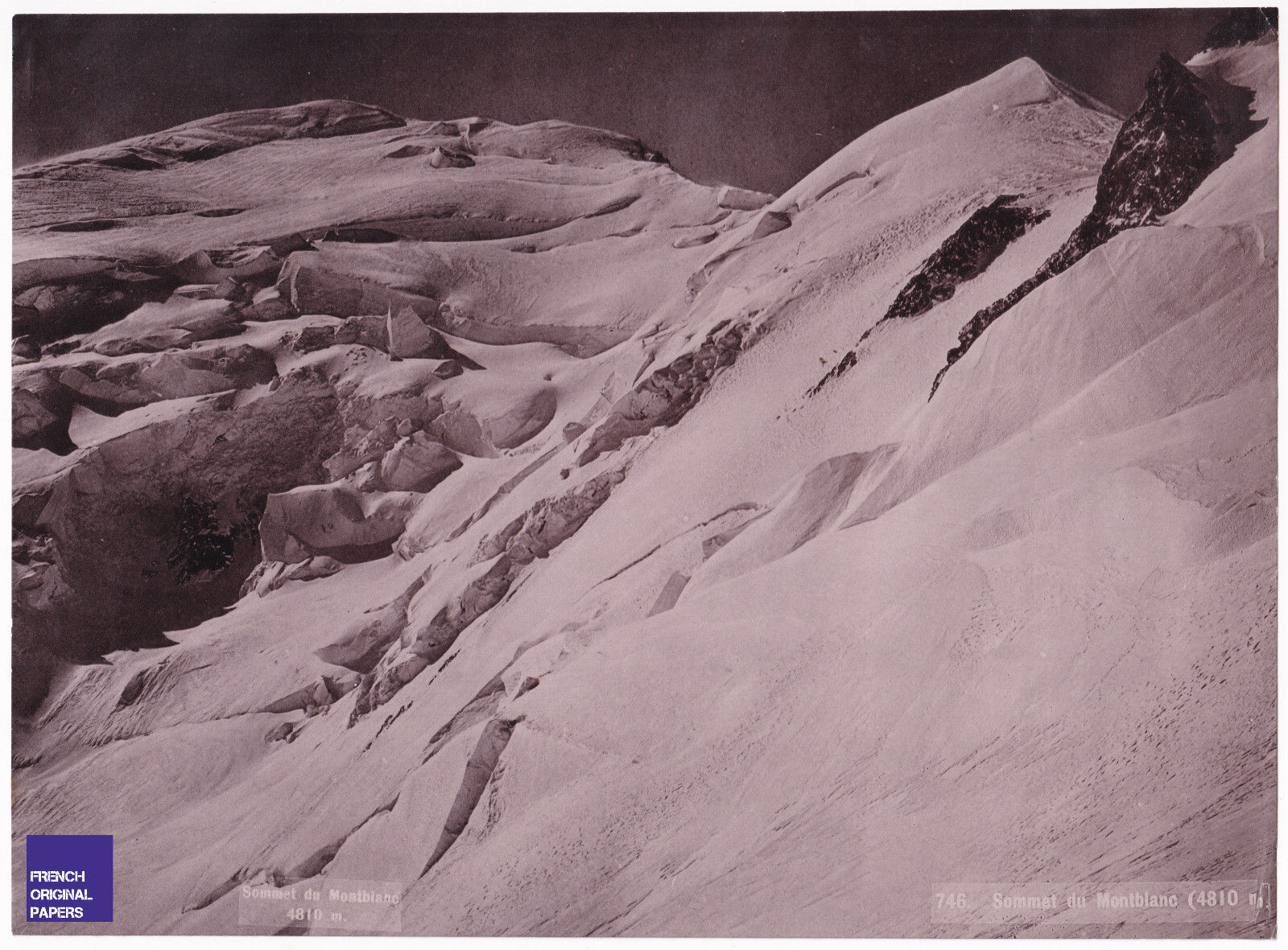 Chamonix Sommet du Mont-Blanc 1900 PHOTO Schroeder Zürich 23x17cm albuminé