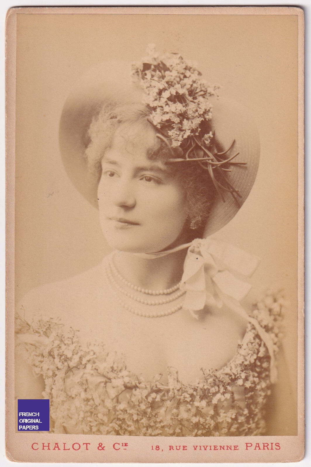 Lydie Borel / Barelli - Photo GRAND CDV Chalot 1880 Femme Artiste Théâtre Paris