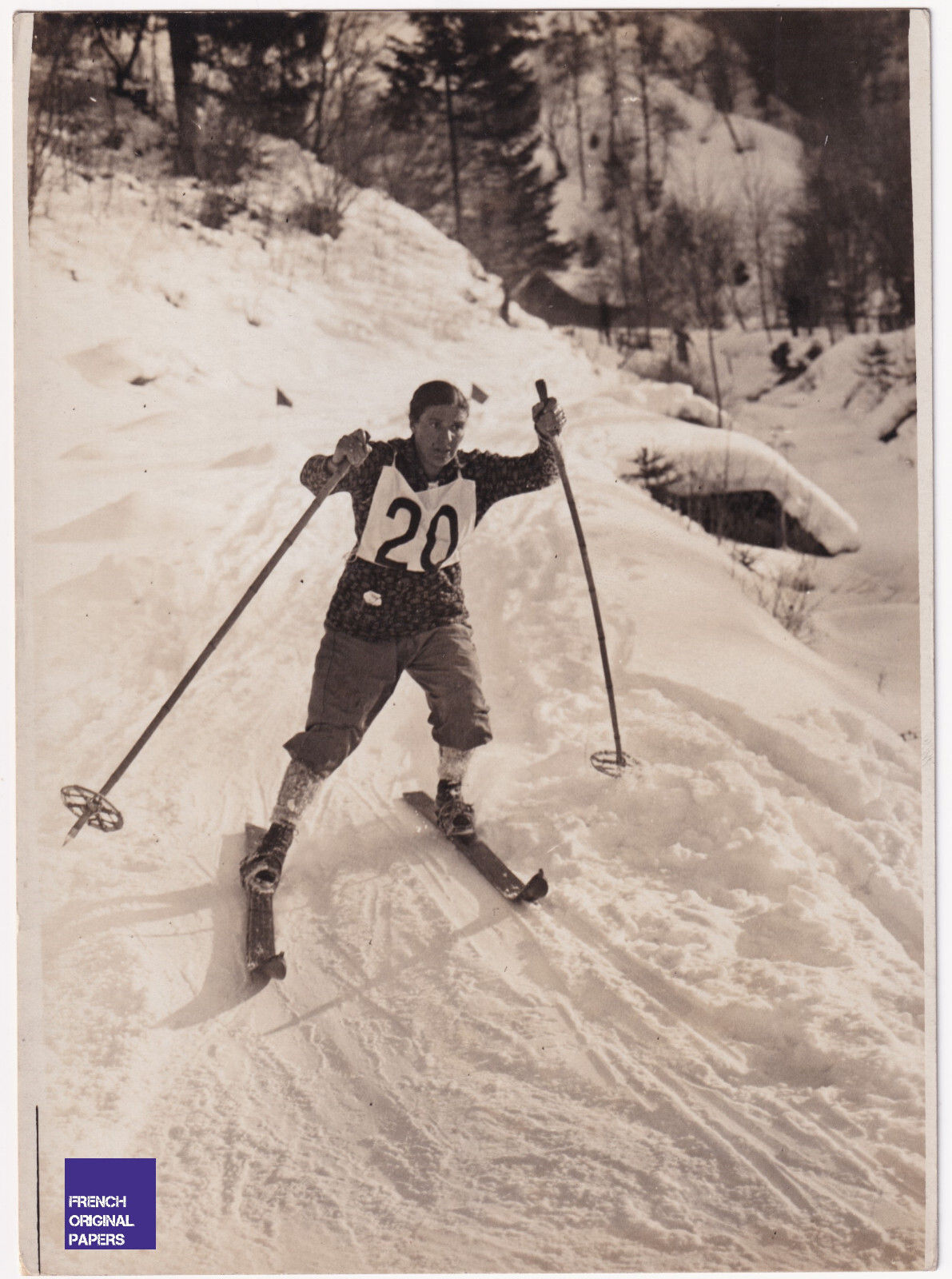 RARE PHOTO SKI de fond 1930s Sports d'hiver Vintage Foto Winter Sport Femme