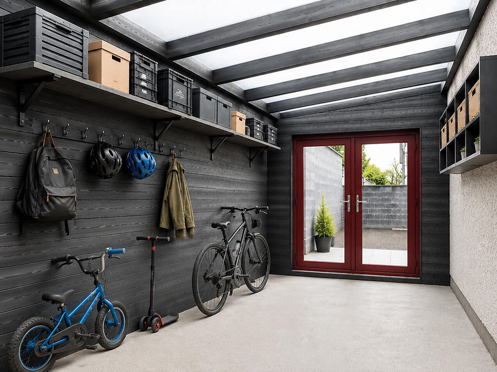 Lean-to side passage used for storage