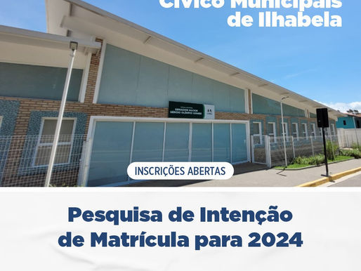 Escolas Cívico Municipais de Ilhabela abrem inscrições para Pesquisa de Intenção de Matrícula 