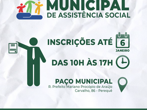 Inscrições para Eleições do Conselho Municipal de Assistência Social seguem abertas até 6 de janeiro