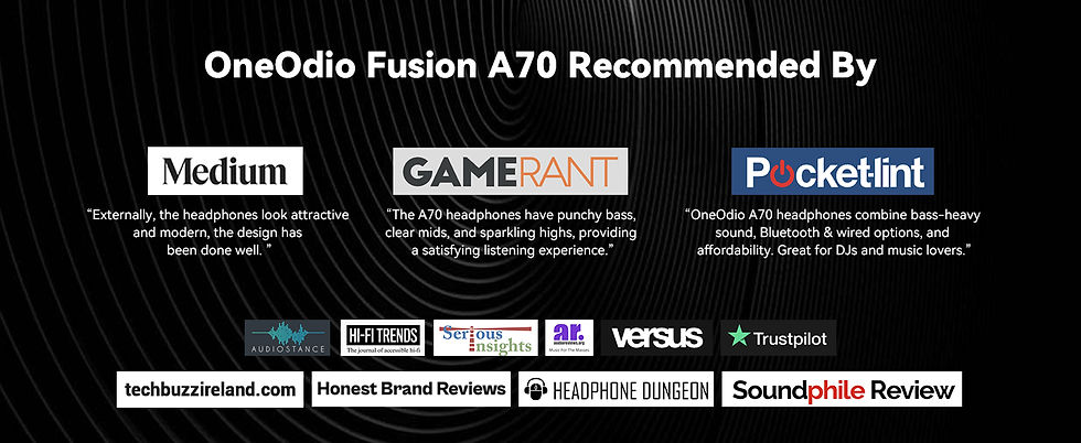 Thumbnail: Oneodio Fusion A70 Bluetooth Headphones Hi-Res Audio Over Ear Wireless Headset 7