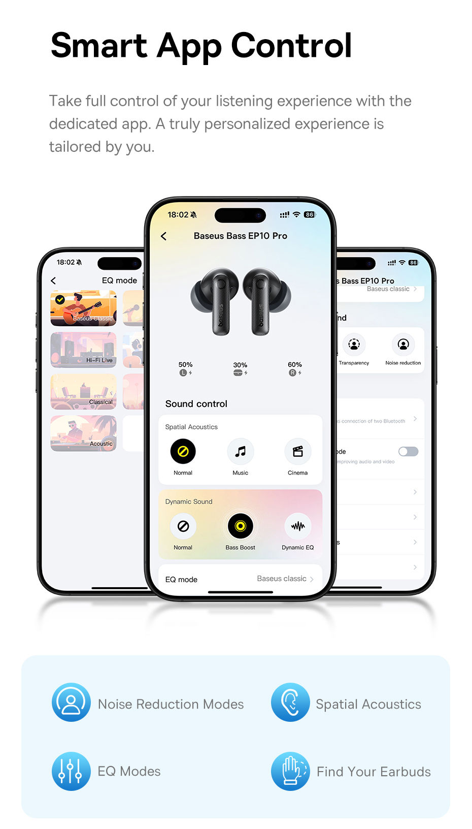 Thumbnail: Baseus EP10 Pro ANC Earbuds Wireless Bluetooth 6.0 Earphones 50dB Realtime Adapt