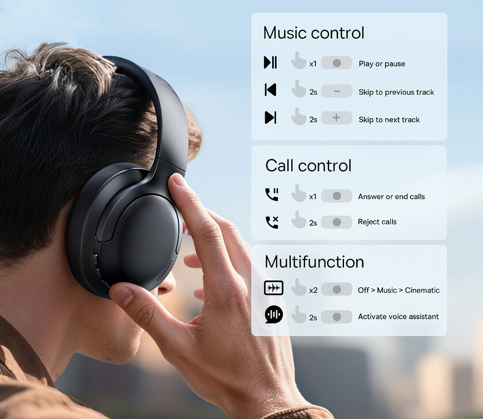 Thumbnail: Baseus Wireless Headphones Bluetooth 5.3 HIFI Level Earphone 40mm Driver Foldabl