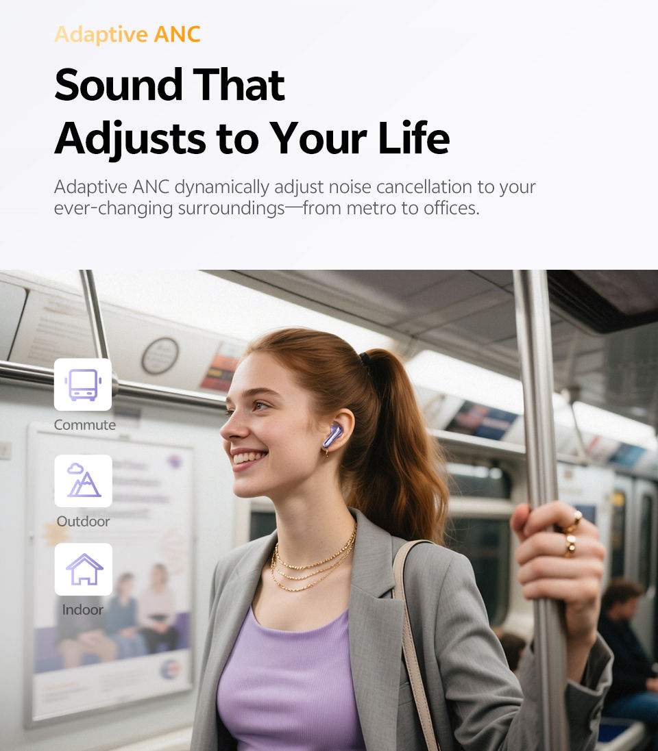 Thumbnail: QCY MeloBuds N70 Adaptive ANC Wireless Earbuds Bluetooth 6.0 LDAC Hi-Res Audio 6