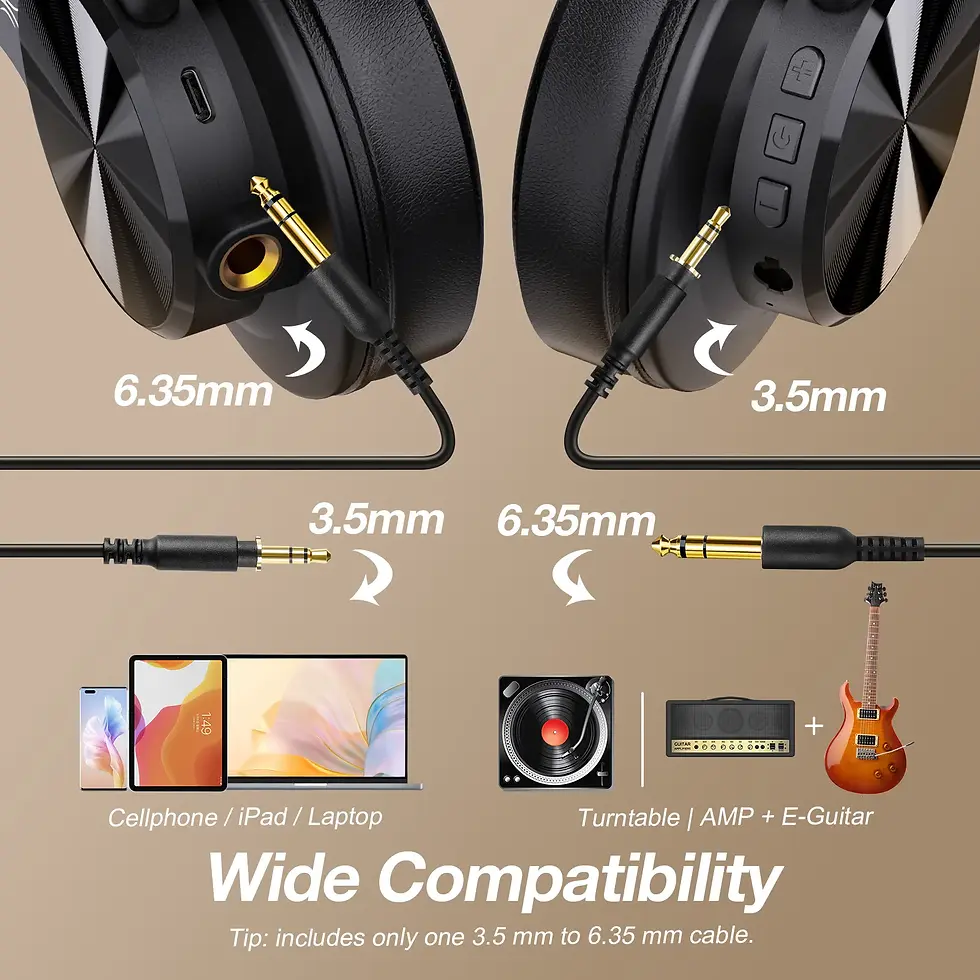 Thumbnail: Oneodio Fusion A70 Bluetooth Headphones Hi-Res Audio Over Ear Wireless Headset 7
