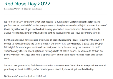 Red Nose Day Ideas Article