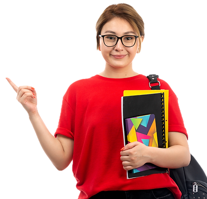 front-view-young-beautiful-lady-red-t-shirt-black-jeans-holding-different-copybooks-files-