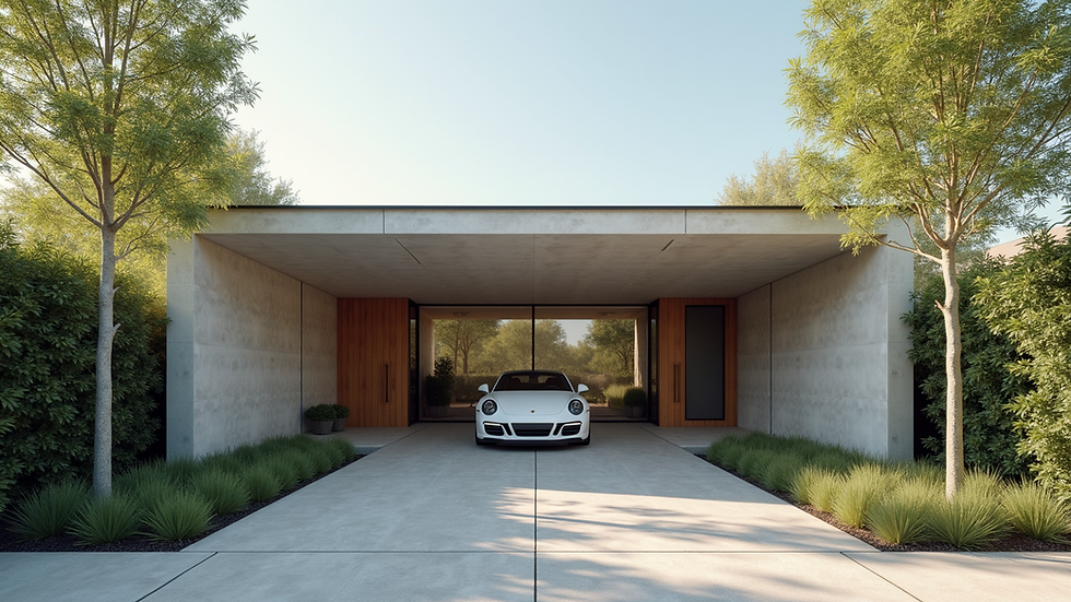 Eye-level view of a newly constructed carport with a sleek design
