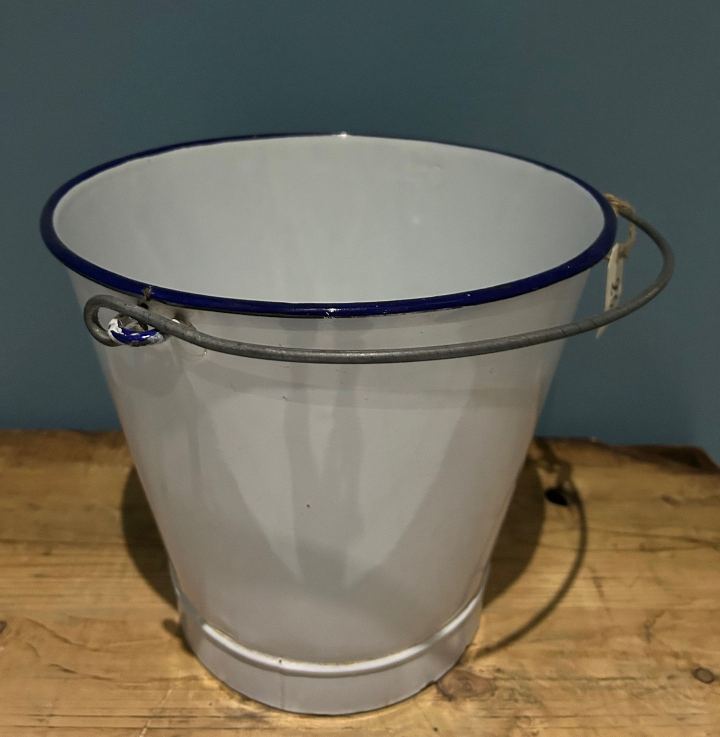 Emaille emmer wit & blauw