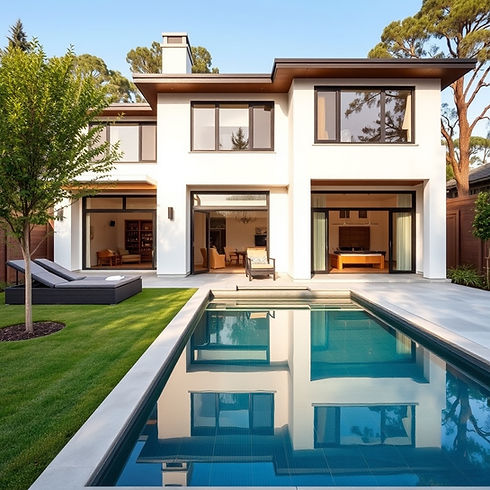 Back yard of a modern transitional home with a pool.jpg