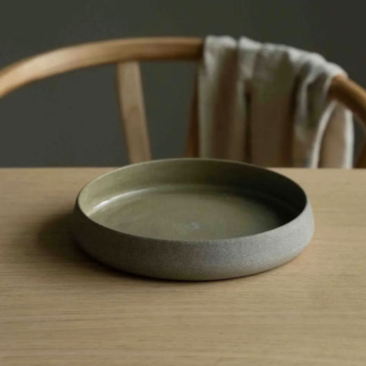 Stoneware Salad Plates with High Sides