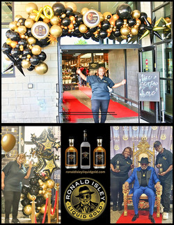 Jacqueline Smith C.E.O. of Dazzling Balloons and Beyond with Ronald Ilsey promoting his spirit line called Liquid Gold now among Detroit's Meijer Rivertown Market Black Spirit Line.