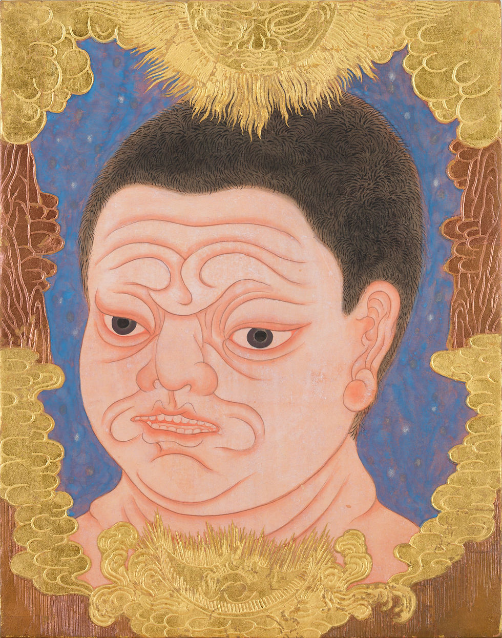 男孩肖像 34.5x27.5cm 雲肌麻紙膠彩墨礦物顏料金箔銅箔 2016