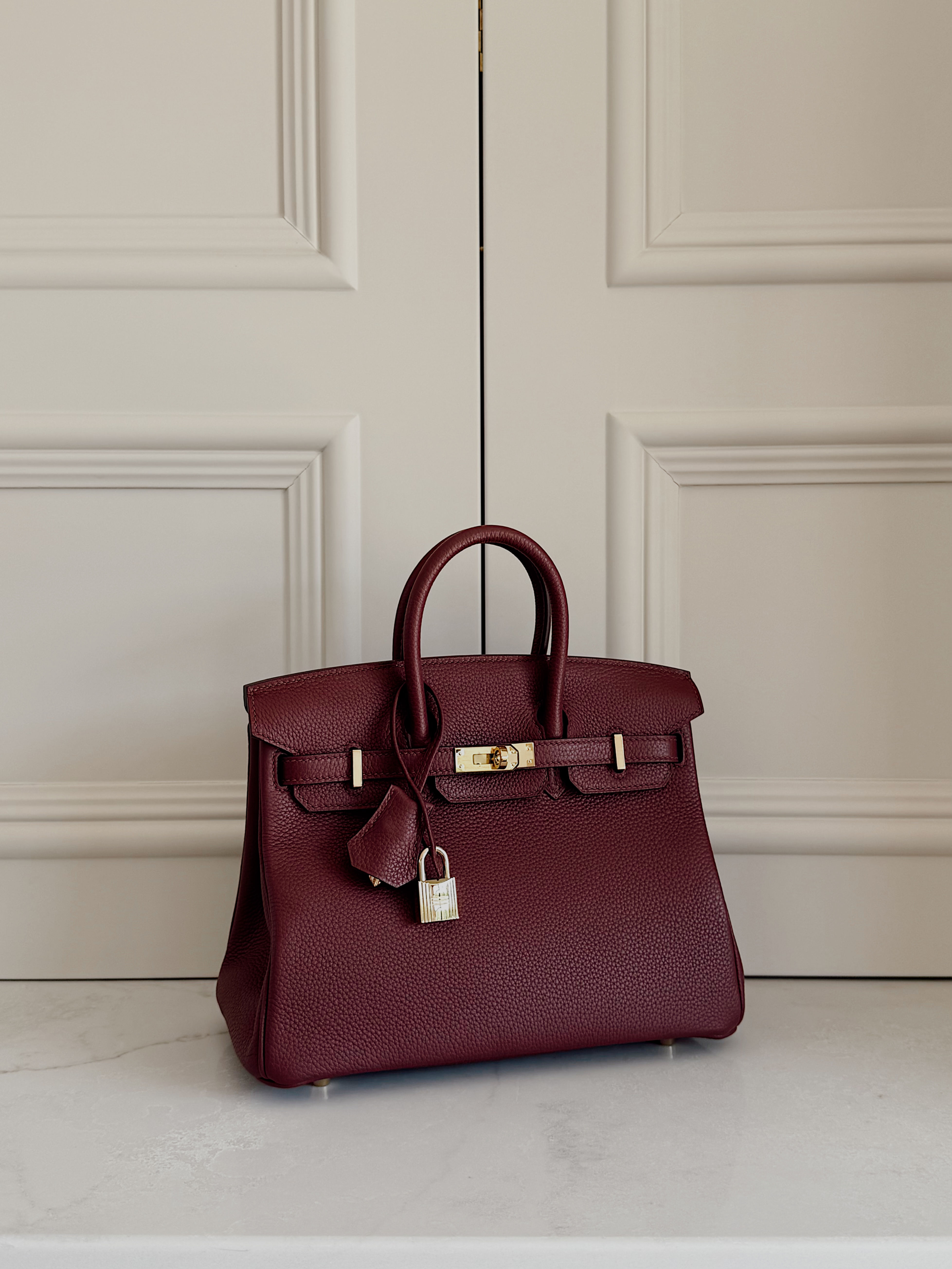 Wilhelmina Top Handle Leather Handbag | Burgundy