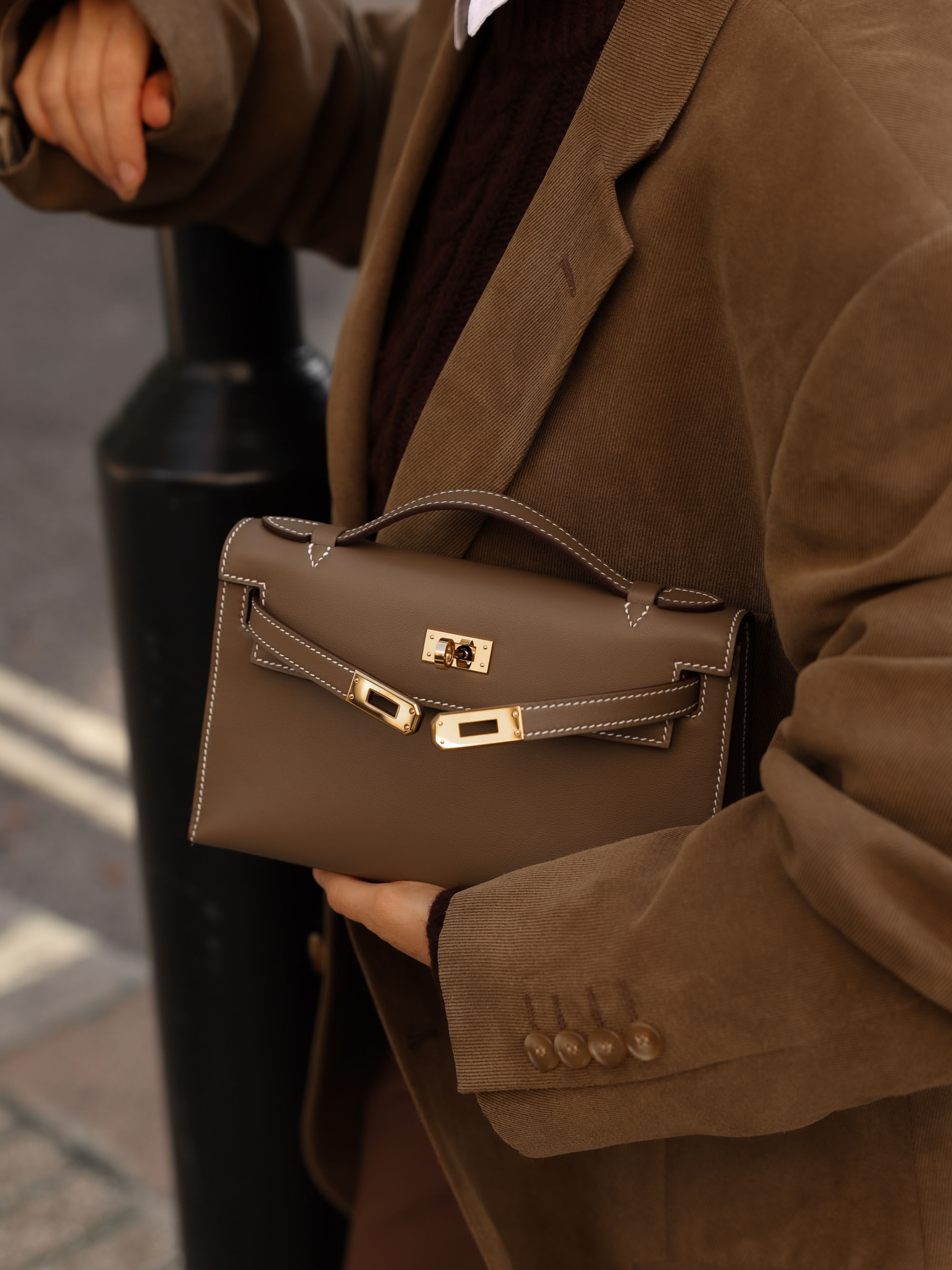 Genevieve Leather Clutch | Taupe