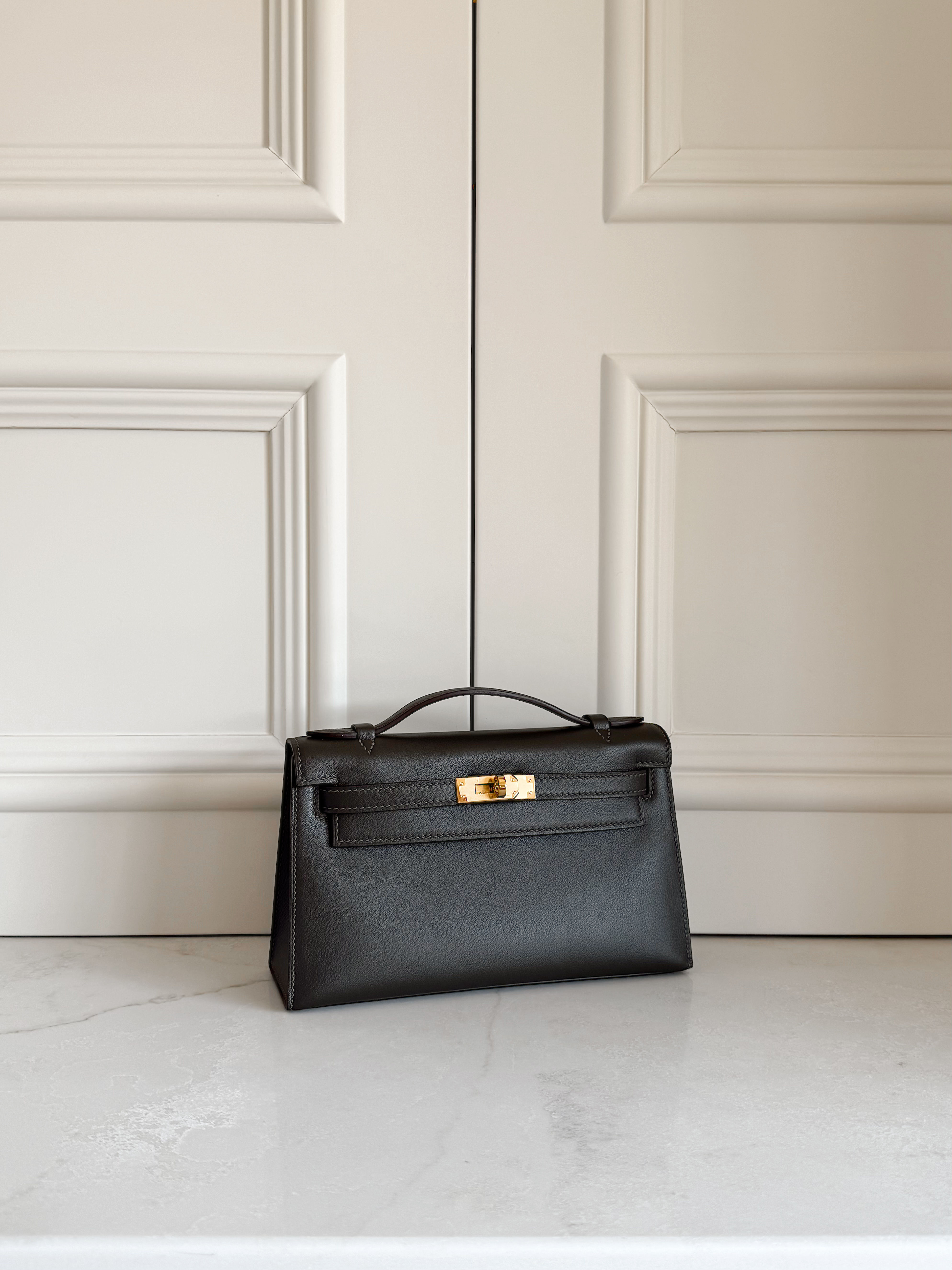 Theodora Leather Clutch | Deep Muddy Olive