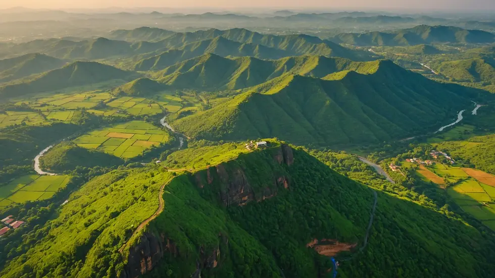 High angle view of the landscape around Nelamangala