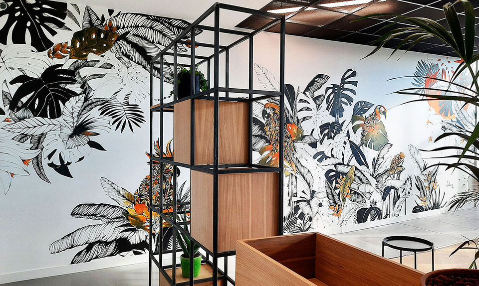 fresque murale jungle