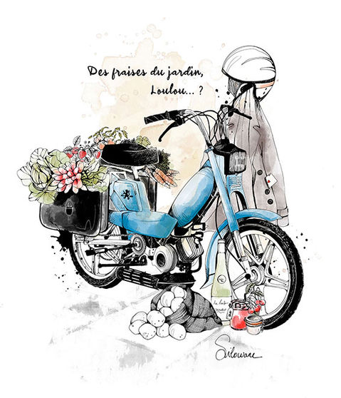 mobylette aquarelle