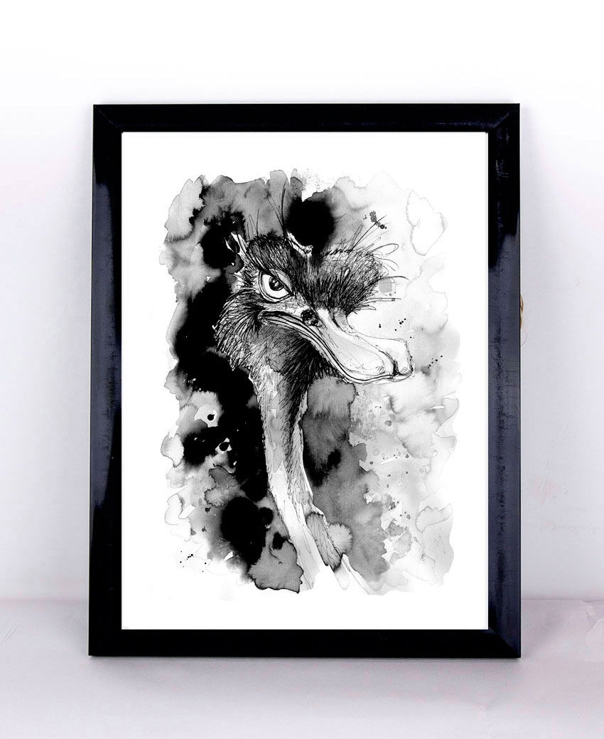 Miniature : cadre mural - dessin autruche graphique