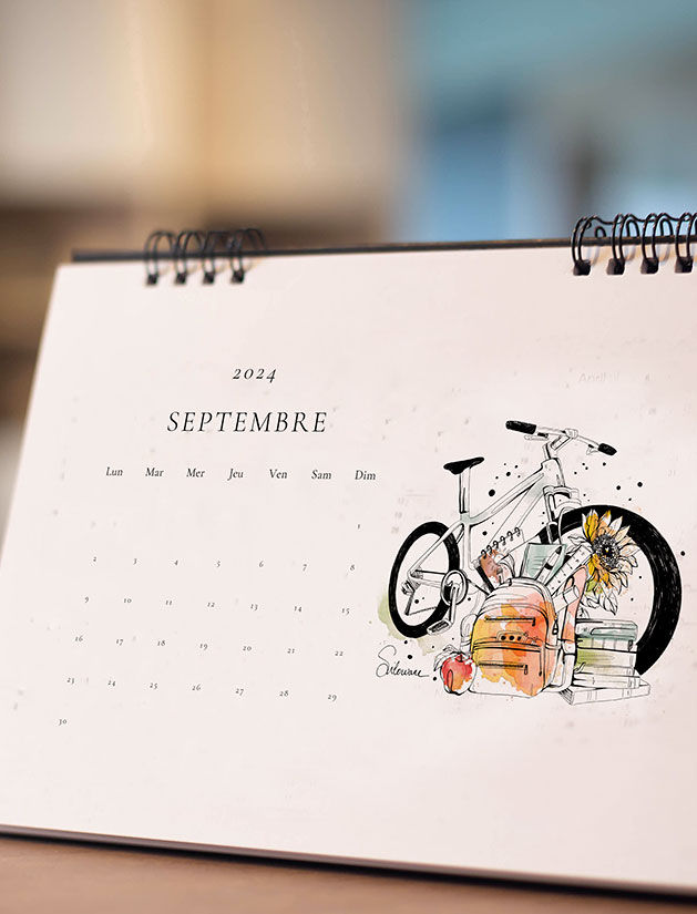 Miniature : calendrier 2024 illustration velo