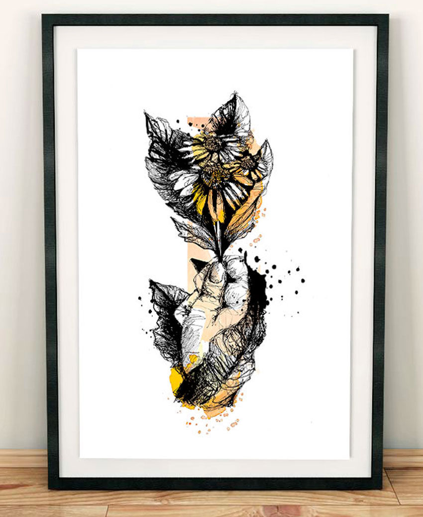 Miniature : dessin marguerite -  affiche graphique bouquet de fleur - silowane