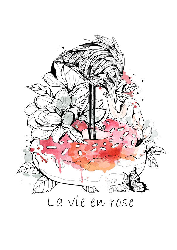 Miniature : illustration flamant rose