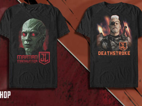 Marsjański Łowca i Deathstroke na koszulkach Justice League