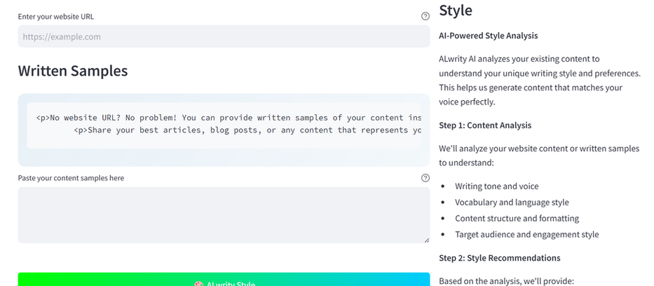 ALwrity AI Content Style Analyzer & Generator