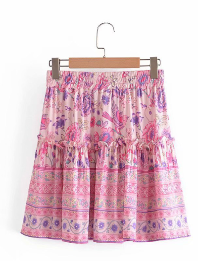Thumbnail: Contrast Drawstring Print Skirt
