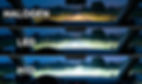 Car interiors show road views at night with Halogen, LED, and HID headlights. Each light illuminates the road differently.