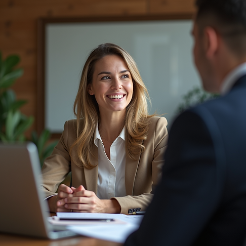 portrait photography professional meeting client office warm lighting confident expression