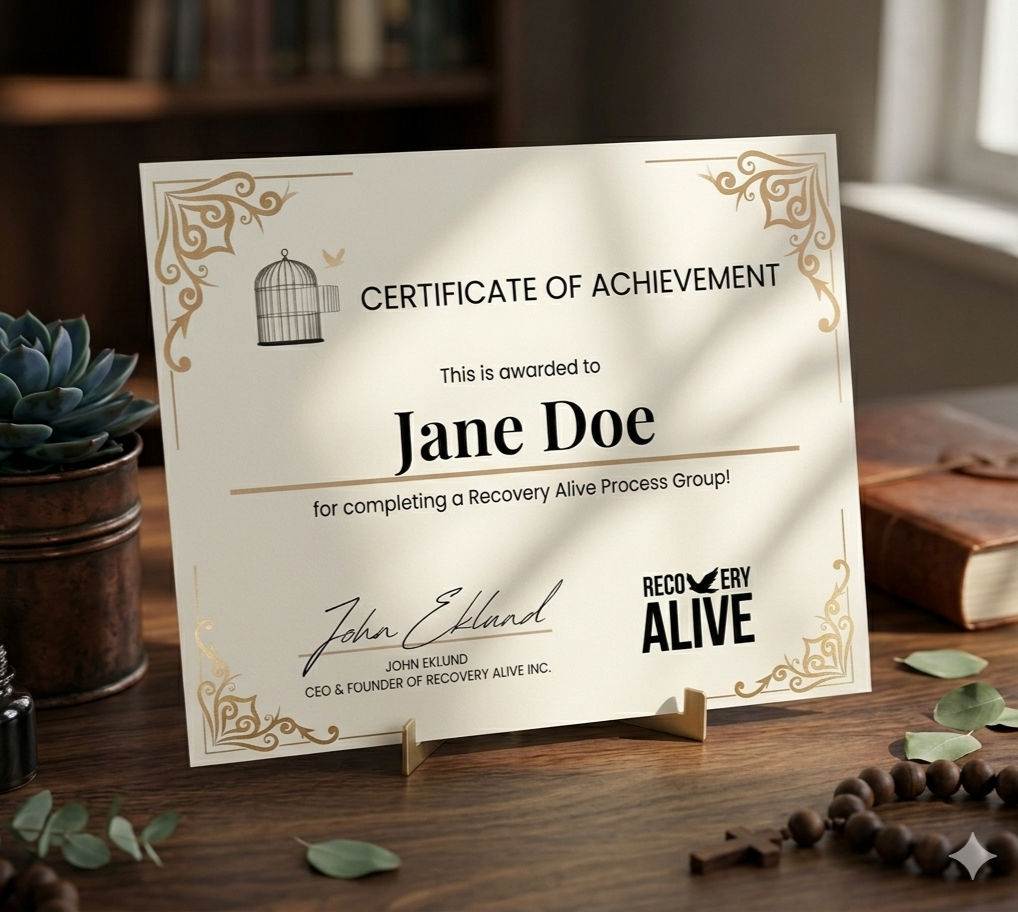 Customizable Recovery Alive Certificate of Completion