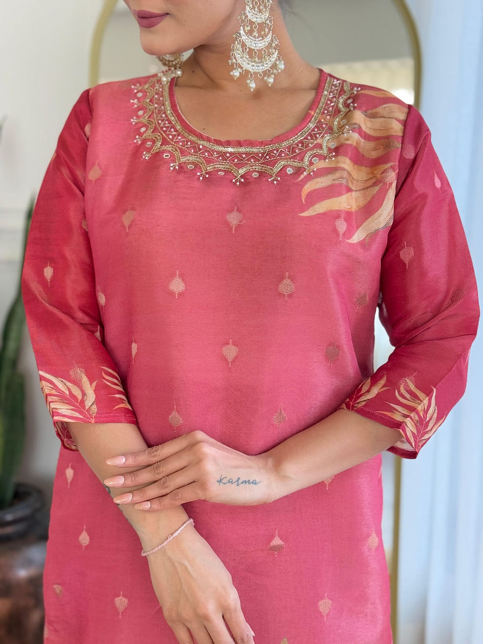 Thumbnail: Falguni Crimson Premium Salwar Suit Set With Dupatta