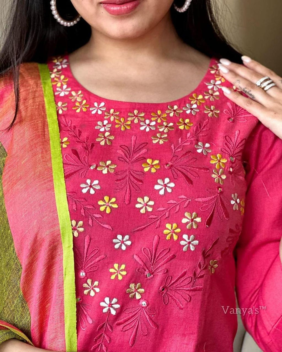 Thumbnail: Anika Fuchsia pink Embroidered Salwar Suit Set with Dupatta
