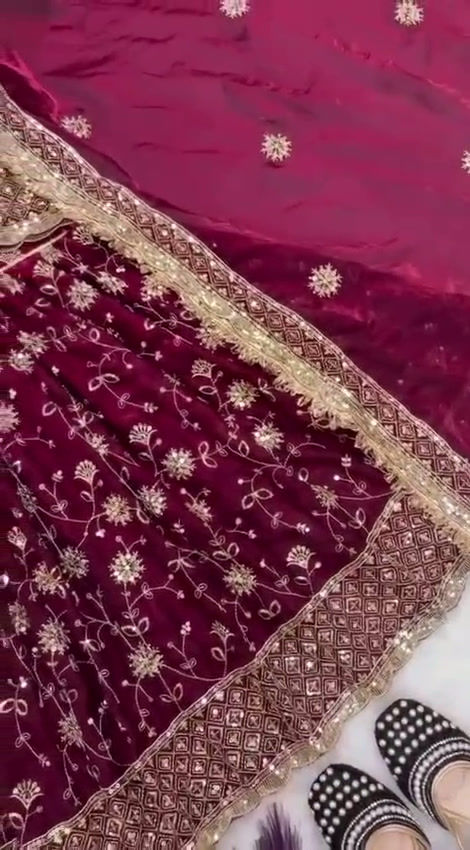 Thumbnail: Yumna Stunning Maroon Heavy Sequence Work Salwar Suit Set With Dupatta