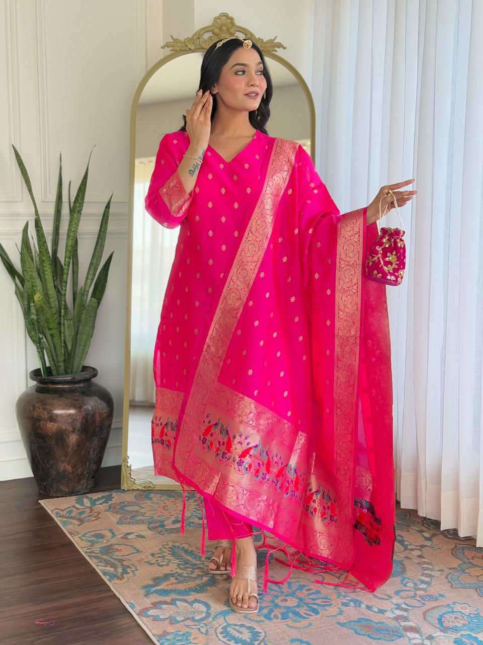 Thumbnail: Falguni Flamingo Premium Salwar Suit Set With Dupatta