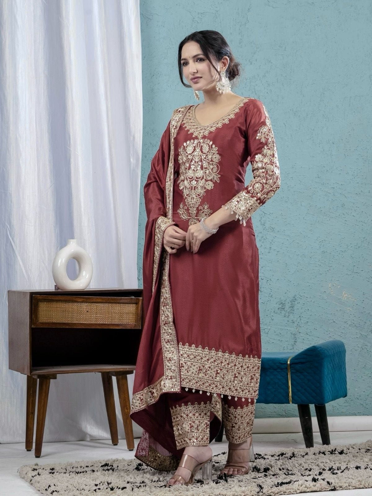 Ayesha Premium Heavy Work Salwar Suit Set With Dupatta