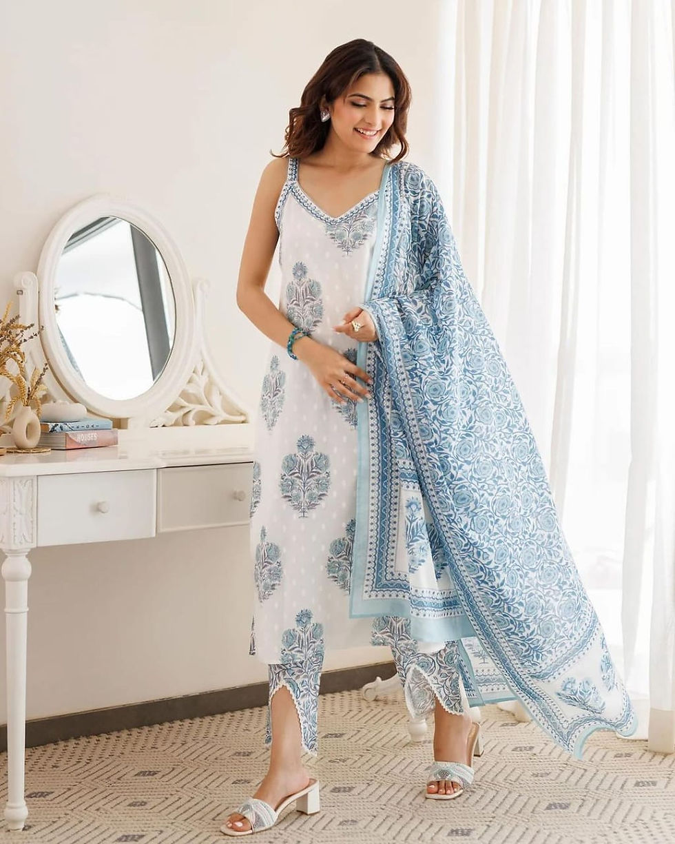 Thumbnail: Anupriya Embroidered White Kurta Set With Dupatta