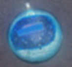 Cosmic blue dichroic glass necklace, round pendant with sparkling starry finish