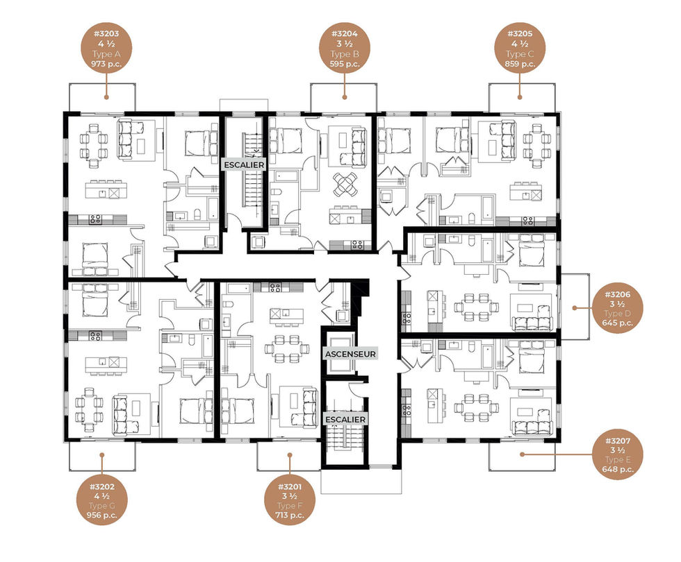 Plan du deuxième étage |  Phase 3 | Aroma |  Contrecœur 

