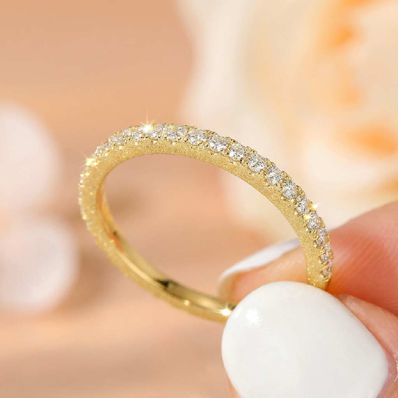 Thumbnail: Crystal Band Ring - 925 Sterling Silver 2mm