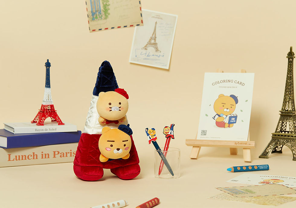 縮圖：Kakao Friends Ryan & 春植 Paris Edition Eiffel Tower Soft Plush 巴黎鐵塔公仔