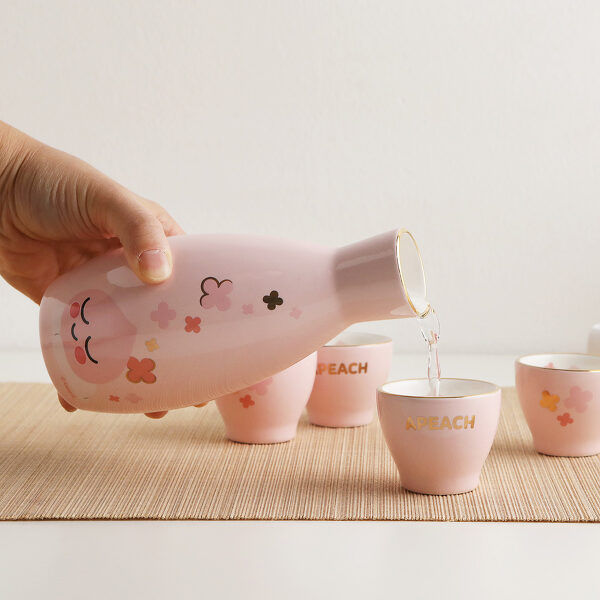 縮圖：Kakao Friends Apeach Blossom Glass Set 櫻花酒瓶套裝