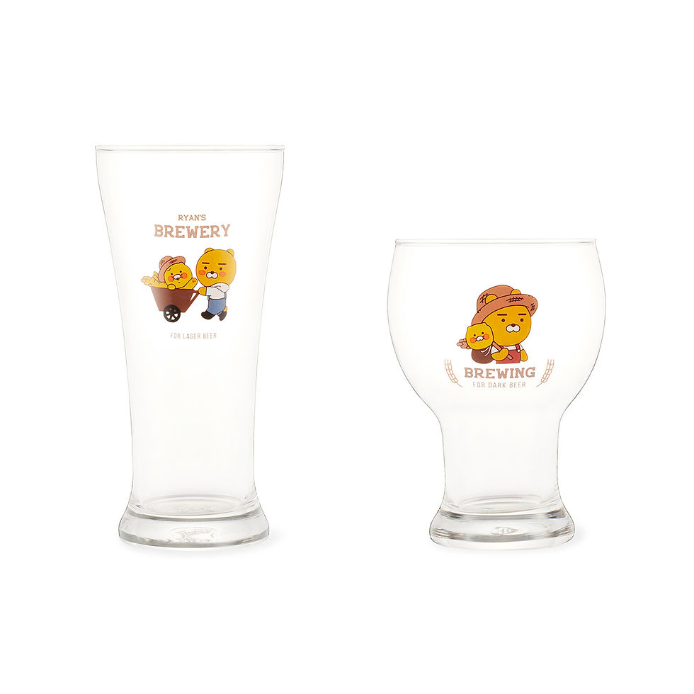 縮圖：Kakao Friends Ryan 春植 Beer Glass 2P Set 啤酒杯套裝