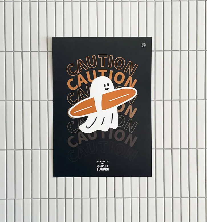 縮圖：Percentage/Design p/d 幽靈大軍 Ghost Surfer haunted Poster 幽靈滑浪者海報A3/A4