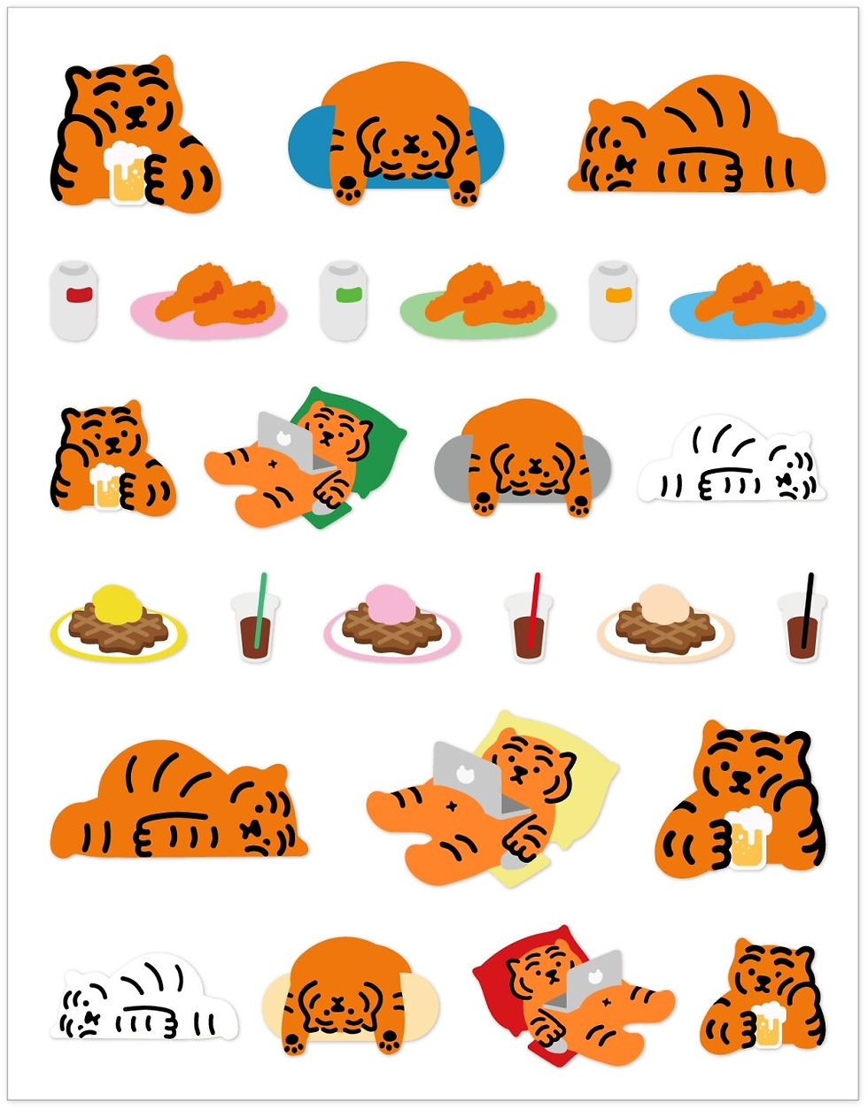 縮圖：Muzik Tiger Daily Tiger Stickers 01-05 日常貼紙 (1p)